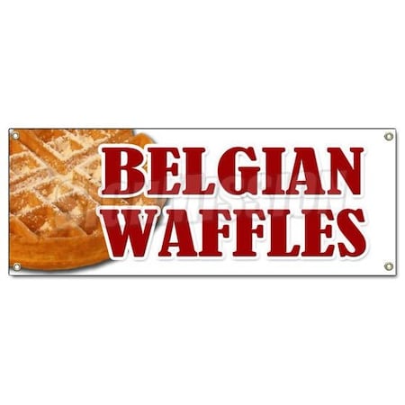 Signmission BELGIAN WAFFLES BANNER SIGN dessert whipped cream B-Belgian Waffles No Straw
